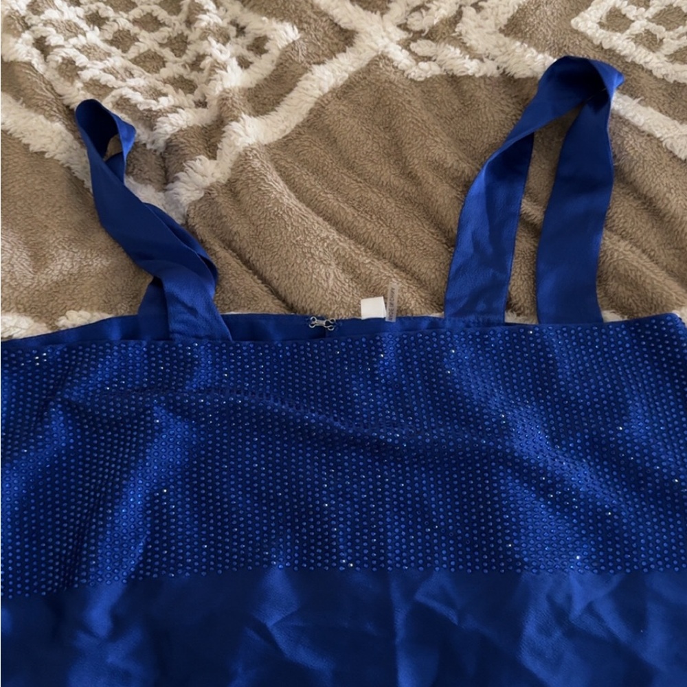 Blue Sleeveless Top with Rhinestone Detail